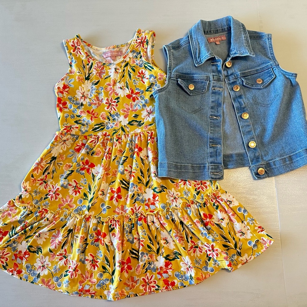 BCBG girls dress with jean vest size 7